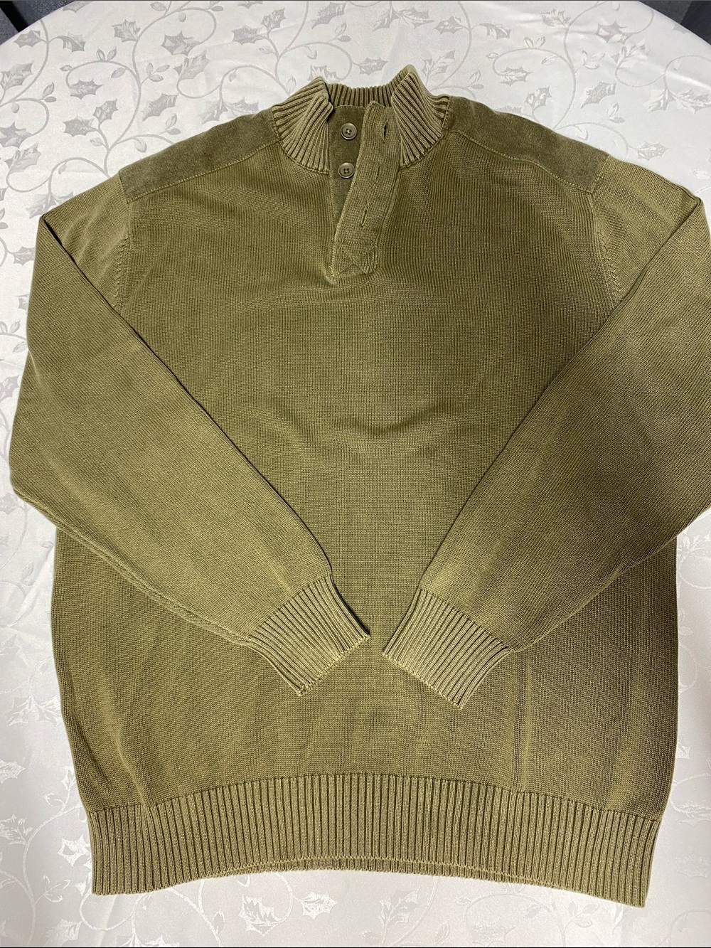 Ruff Hewn Olive Zip-Neck Knit Sweater